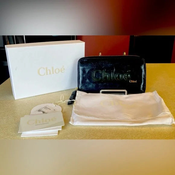 CHLOE Black Leather Zip Around Wallet w/Authentication Card/Box/Dust Bag, EUC - Picture 10 of 10